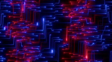 Geleceğin Neon Devre Tahtası Döngü Teknolojisi Parıltı Canlandırması