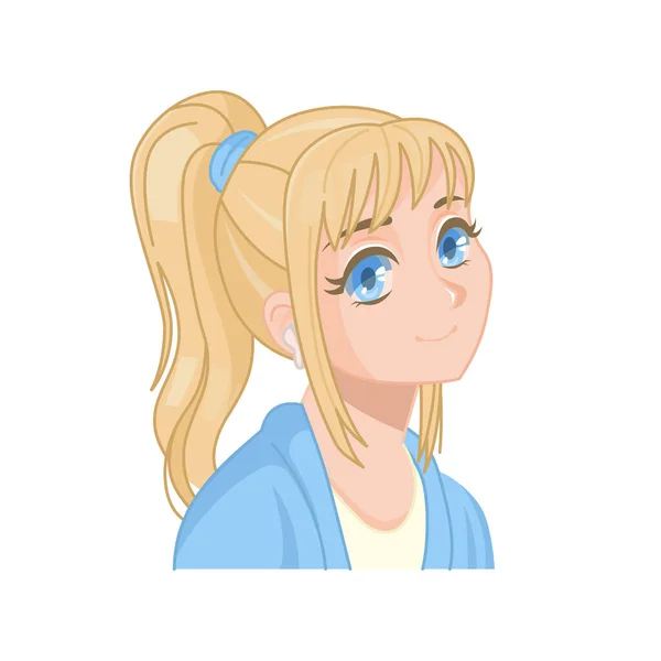 Blonde Süße Anime Mädchen Mit Kopfhörern — Stockvektor