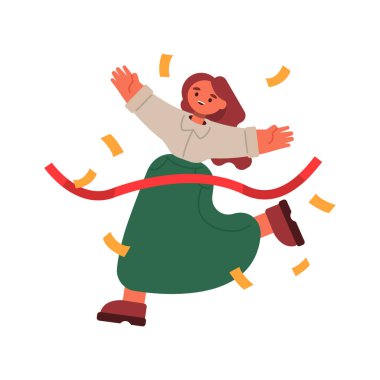 Kırmızı kurdeleli bir kadının çizgi film çizimi. Birincilik ödülü