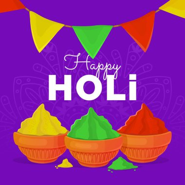 Square banner for Dhulandi or Holi festival. Cartoon vector