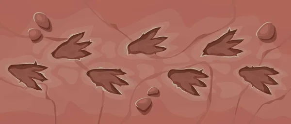 石の上の恐竜の足跡のトップビュー ディノ フィート ジュラ紀の動物図 — ストックベクタ