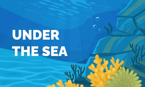 Marine Sea Bottom Underwater Plants Cartoon Vector Illustration — Stock Vector