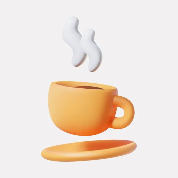 Чашка Горячего Кофе Иллюстрация Рендеринг Векторная Иконка Изолированы — стоковый вектор