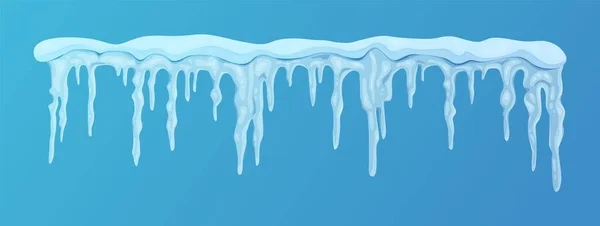 Groupe Glaçons Congelés Suspendus Surface Glace Recouverte Neige Illustration Vectorielle — Image vectorielle