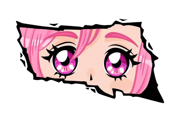 Anime Aranyos Lány Rózsaszín Haj Látszó Egy Papír Könny Jogdíjmentes Stock Illusztrációk