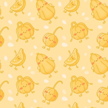 Tatlı komik balkabağı karakterli kusursuz desen.