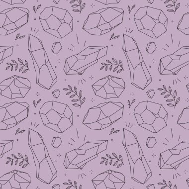 Çizgi çizgisi, çokgen kristalleri olan kusursuz desen. Vektör grafik illüstrasyonu.