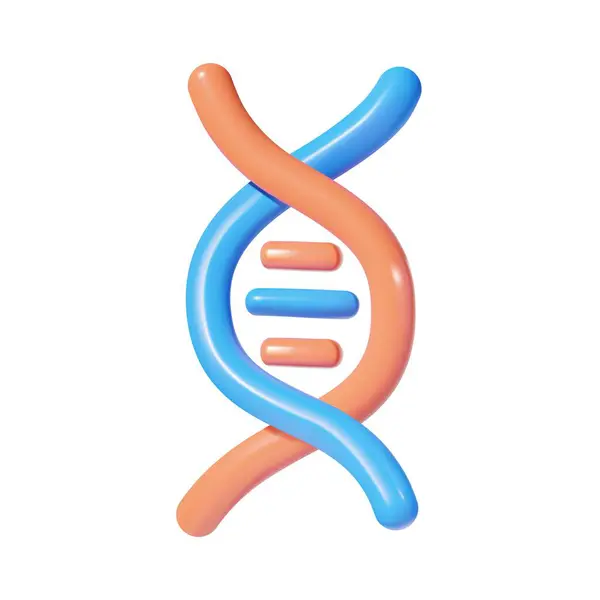 Beyaz arkaplanda 3 boyutlu DNA simgesi izole edildi.