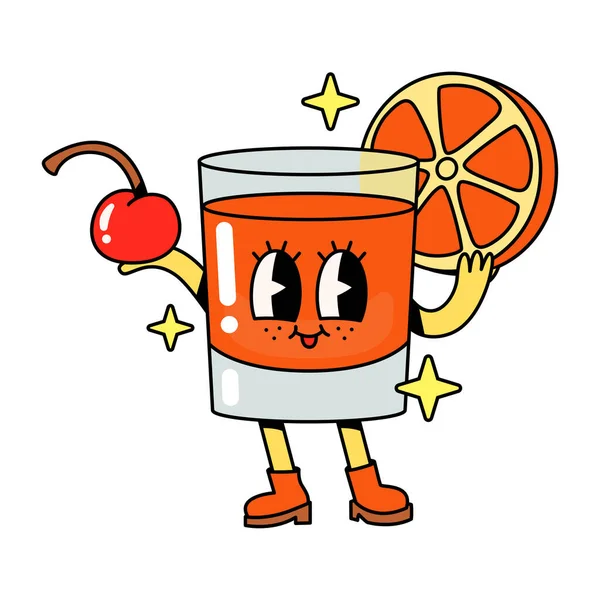 Beyaz arka planda izole edilmiş modaya uygun modaya uygun bir kokteyl karakteri. Vektör illüstrasyonu.