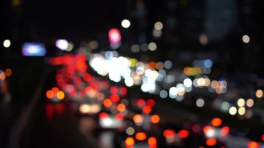 Otomobil Önü ve Arka Işıklar Gece Trafiğinde Odaklanmamış Işıklar Bokeh Modu Görüntüleriyle