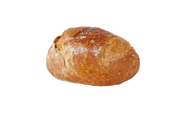 ライ麦と小麦の茶色の生地のパン白い上に隔離されたクリスピー地殻と丸パン — ストック写真