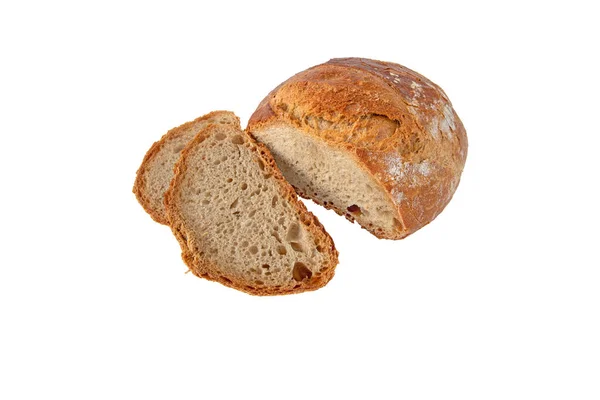 Бурый Хлеб Теста Ломтики Изолированные Белом Пористый Хлеб Хрустящая Корочка — стоковое фото