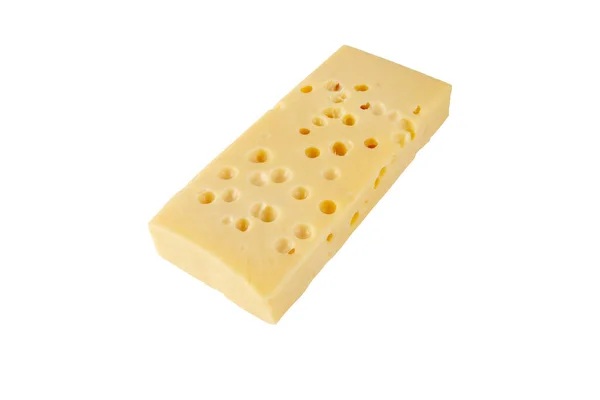 瑞士奶酪在白色上分离 有眼睛或圆孔的纪念性或纪念性黄片 — 图库照片