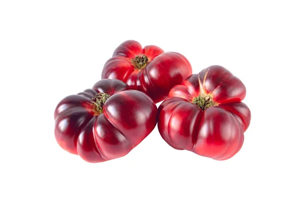 Niebieskie Pomidory Warzywa Stos Izolowane Białym Tle Fioletowy Dojrzały Owoc — Zdjęcie stockowe
