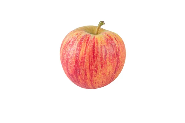 Fruta Maçã Isolada Branco Lanche Saudável Suculento Listrado Vermelho — Fotografia de Stock