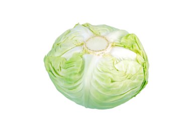 Beyaz lahana kafası beyaza izole edilmiş. Hollanda lahana sebzesi. Brassica oleracea cultivar.