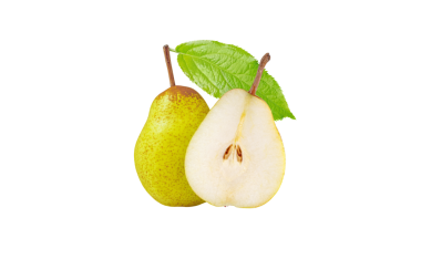 Armut Rocha tam ve yarım kesilmiş meyve yalıtılmış şeffaf png. Sarı benekli, yapraklı, çekirdekli yeşil meyve..