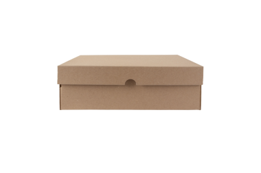 Kahverengi el işi kağıt kutu ön görünüm izole saydam png. Kapaklı Kraft karton dikdörtgen ambalaj kabı. Oyulmuş karton ayakkabı kutusu..