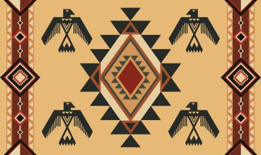 Yerli Amerikan Güneybatı, Geometrik Etnik desen vektörü, El yapımı Etnik Süs, Amerikan Halı desenleri, Navajo halısı, Kabile Deseni.