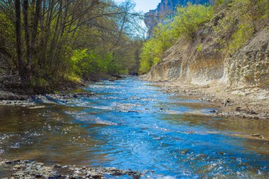 Büyük şelalesi olan güzel bir dağ nehri..