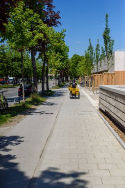 Güneşli bir günde yol ve caddenin dikey görüntüsü.