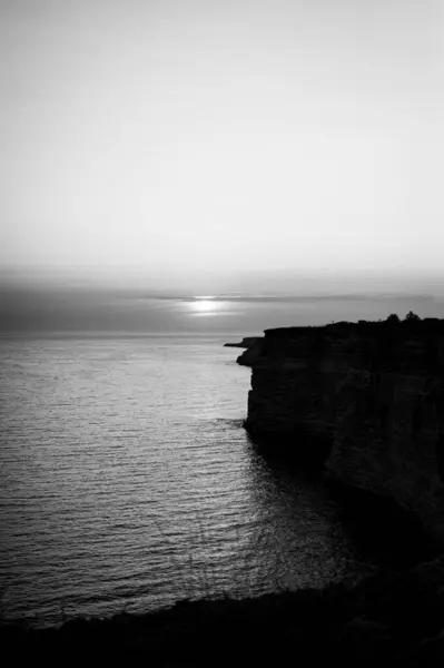 Denizin siyah beyaz fotoğrafı