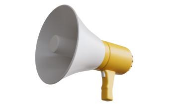 Halka Duyurular için Sarı ve Beyaz Megafon