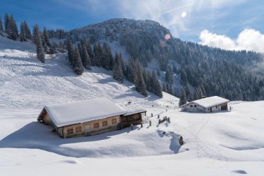 Alplerde kış yürüyüşü: Karla kaplı tepelerde ve doğanın her adımında güzelliğinin parladığı sakin manzaralarda nefes kesici bir yolculuk