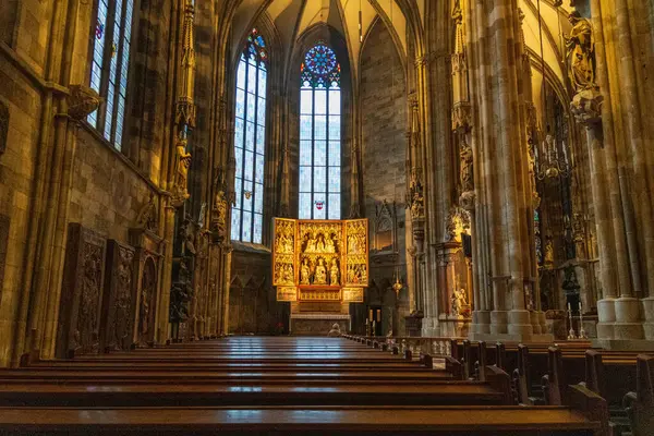 Katedralin içinde, tarihin ve ruhaniliğin canlandığı karmaşık sanatsal ve mimari ihtişamın çarpıcı bir karışımı var.