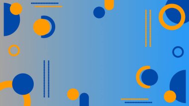 Mavi ve turuncu geometrik şekilli modern soyut arkaplan. Pankart, sunum ve yaratıcı şablonlar için renkli arkaplan üzerine minimalist tasarım. Temiz ve çağdaş görünüm.