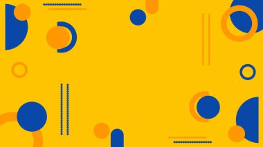 Mavi ve turuncu geometrik şekilli modern soyut arkaplan. Pankart, sunum ve yaratıcı şablonlar için renkli arkaplan üzerine minimalist tasarım. Temiz ve çağdaş görünüm.