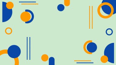 Mavi ve turuncu geometrik şekilli modern soyut arkaplan. Pankart, sunum ve yaratıcı şablonlar için renkli arkaplan üzerine minimalist tasarım. Temiz ve çağdaş görünüm.