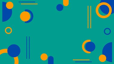 Mavi ve turuncu geometrik şekilli modern soyut arkaplan. Pankart, sunum ve yaratıcı şablonlar için renkli arkaplan üzerine minimalist tasarım. Temiz ve çağdaş görünüm.