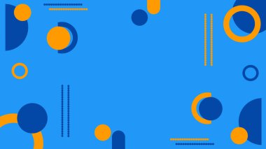 Mavi ve turuncu geometrik şekilli modern soyut arkaplan. Pankart, sunum ve yaratıcı şablonlar için renkli arkaplan üzerine minimalist tasarım. Temiz ve çağdaş görünüm.