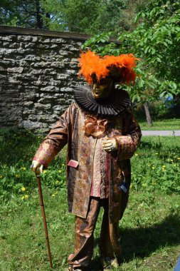 Çubuklu Kahverengi ve Turuncu Karnaval Kostümleri