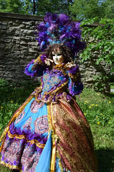 Süslü Tüylü Maske ve Kostüm İfade Eden Ellerle