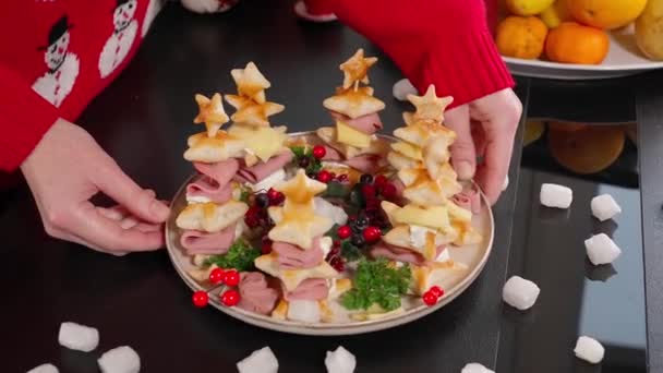 Kue Buatan Sendiri Berbentuk Bintang Yang Terbuat Dari Kue Puff — Stok Video