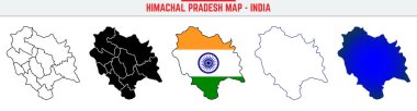 Himachal Pradesh, Devlet, HP Ana Hattı Simge Hindistan Haritası Siluet Vektörü. Hindistan haritası düzenlenebilir çizgi simgesi