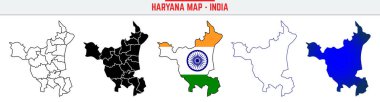 Haryana, State, HR Ana Hattı Simge Hindistan Haritası Siluet Vektörü. Hindistan haritası düzenlenebilir çizgi simgesi