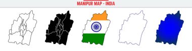 Manipur, State, MN, Outline Icon Hindistan Harita Siluet Vektörü. Hindistan haritası düzenlenebilir çizgi simgesi