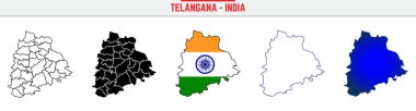 Telangana, Devlet, TS, Taslak Simge Hindistan Siluet Vektörü. Hindistan haritası düzenlenebilir çizgi simgesi