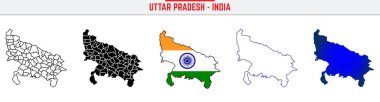 Uttar Pradesh, State, UP, Outline Icon Hindistan Harita Vektörü. Hindistan haritası düzenlenebilir çizgi simgesi
