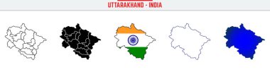 Uttarakhand, State, UK, Outline Icon Hindistan Haritası Siluet Vektörü. Hindistan haritası düzenlenebilir çizgi simgesi