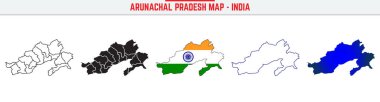Arunachal Pradesh, Devlet, AR Ana Hattı Simge Hindistan Siluet Vektörü. Hindistan haritası düzenlenebilir çizgi simgesi