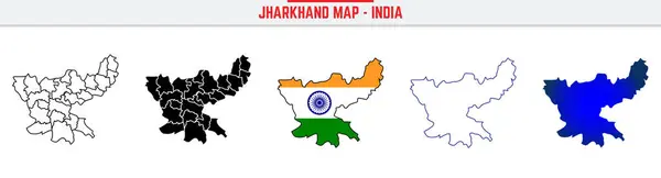 Jharkhand, Eyalet, JH Ana Hattı Simge Hindistan Siluet Vektörü. Hindistan haritası düzenlenebilir çizgi simgesi