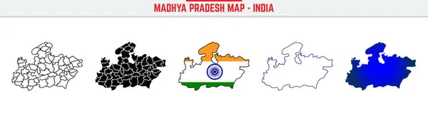 Madhya Pradesh Eyaleti, milletvekili Simge Hindistan Haritası Siluet Vektörü. Hindistan haritası düzenlenebilir çizgi simgesi