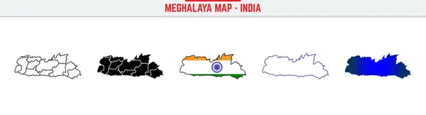 Meghalaya, Devlet, ML, Simge Hindistan Haritası Siluet Vektörü. Hindistan haritası düzenlenebilir çizgi simgesi