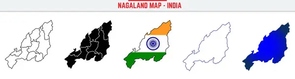 Nagaland, State, NL Taslak Simge Hindistan Haritası Siluet Vektörü. Hindistan haritası düzenlenebilir çizgi simgesi