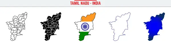 Tamil Nadu, Devlet, TN, Simge Hindistan Haritası Siluet Vektörü. Hindistan haritası düzenlenebilir çizgi simgesi