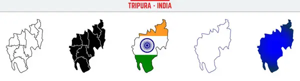 Tripura, State, TR, Simge Hindistan Haritası Siluet Vektörü. Hindistan haritası düzenlenebilir çizgi simgesi